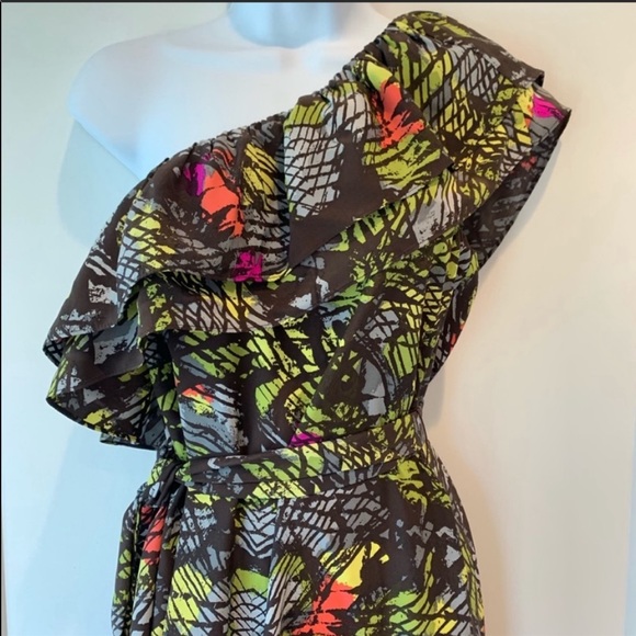 Alice & Trixie Silk One Shoulder Belted Dress - Picture 3 of 9